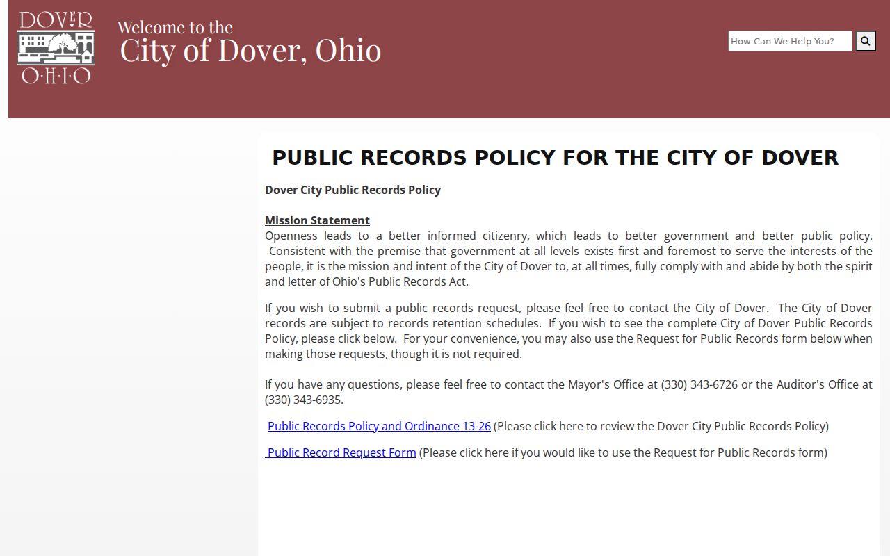 Dover court docket city public records policy