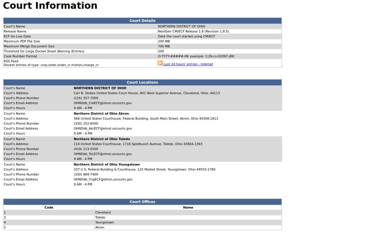 Tuscarawas County case lookup federal CM ECF source