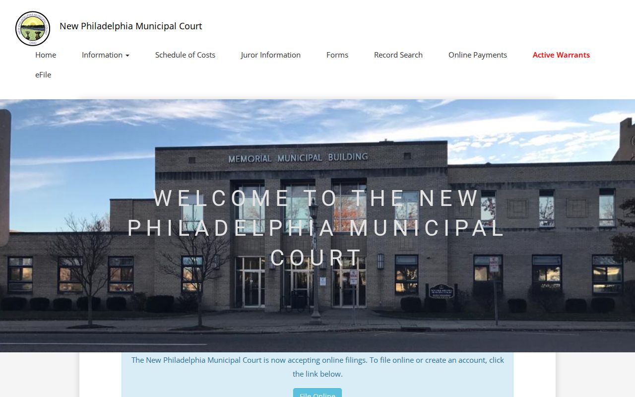 Tuscarawas County case lookup New Philadelphia Municipal Court source