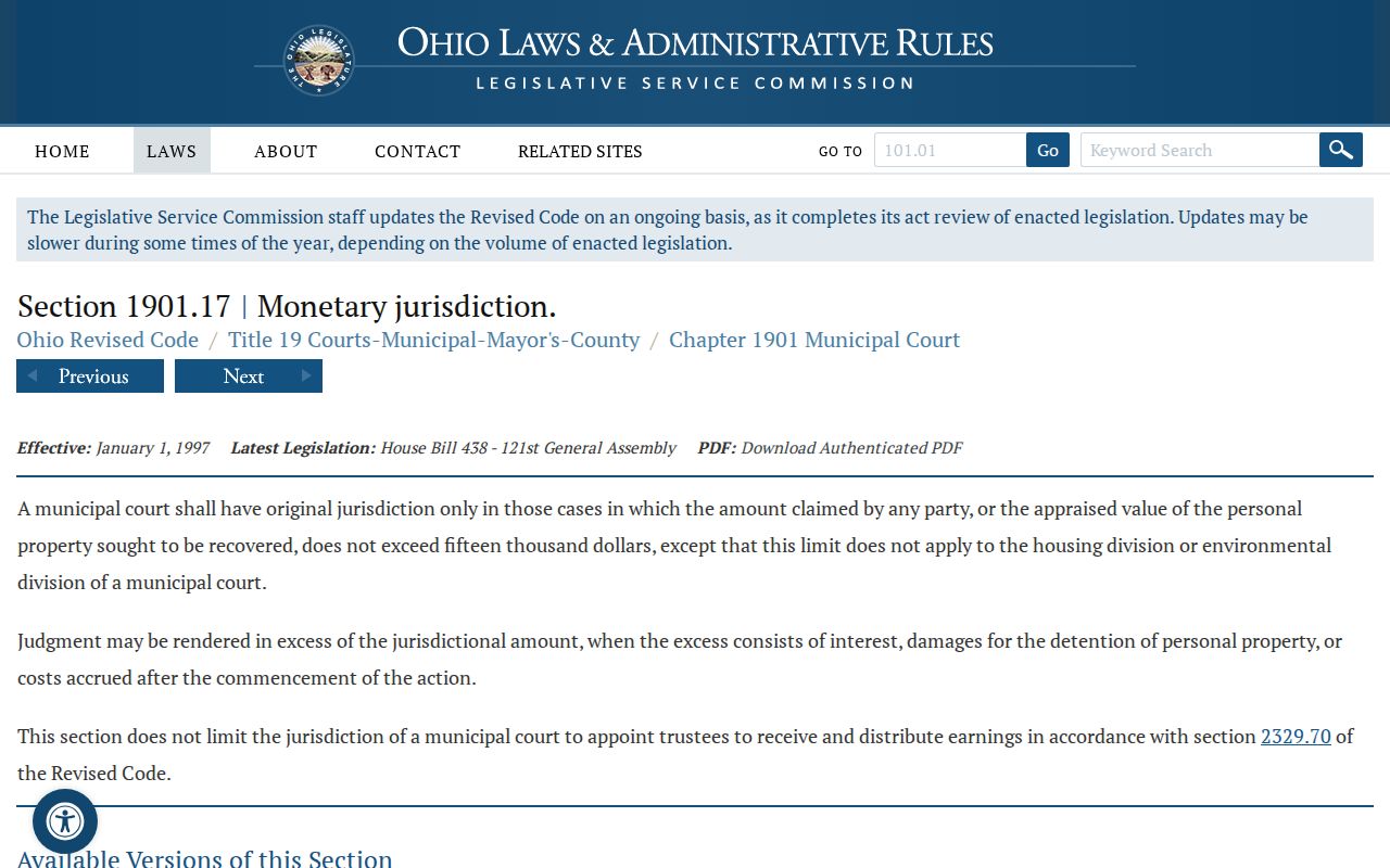 Tuscarawas County civil docket municipal-court jurisdiction source