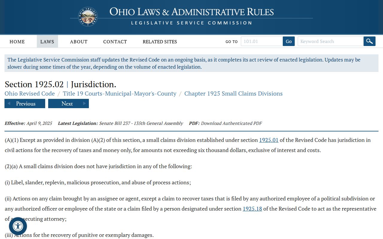 Tuscarawas County civil docket small-claims jurisdiction source