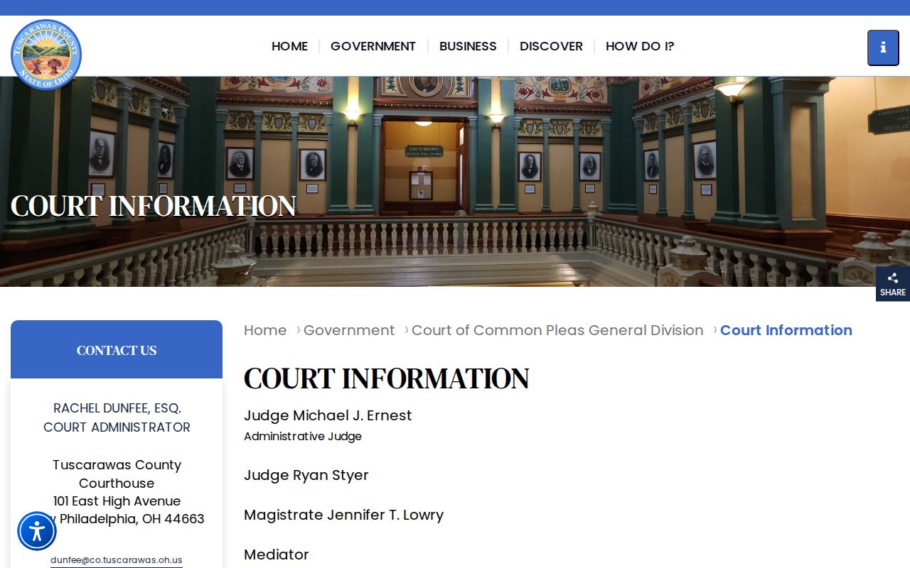 Tuscarawas County court dates Common Pleas court information source