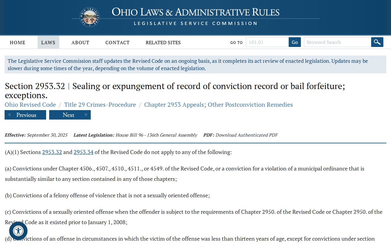 Tuscarawas County criminal docket Ohio conviction sealing law