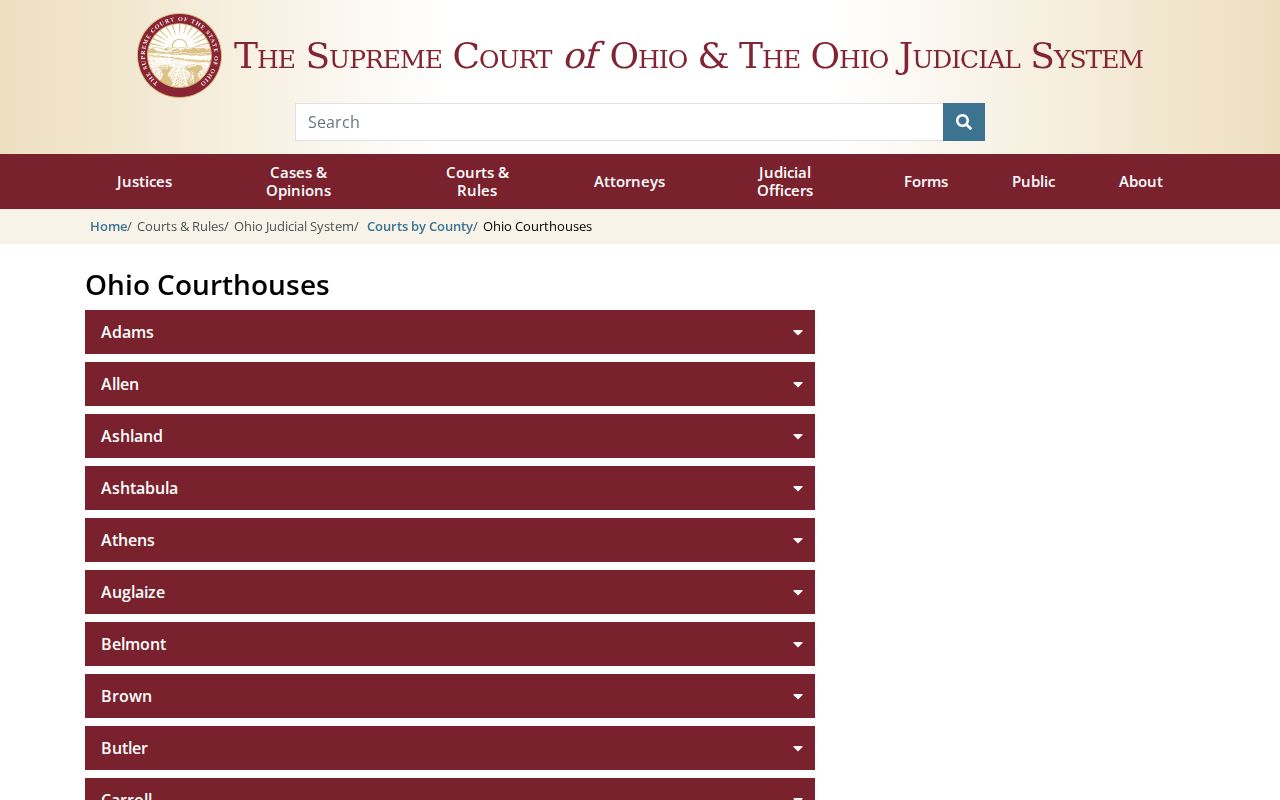 Tuscarawas County court docket courthouse directory record