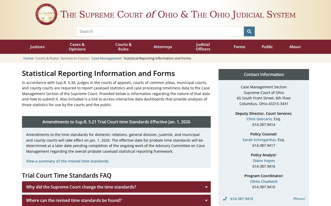 Tuscarawas County court docket statistical reporting information