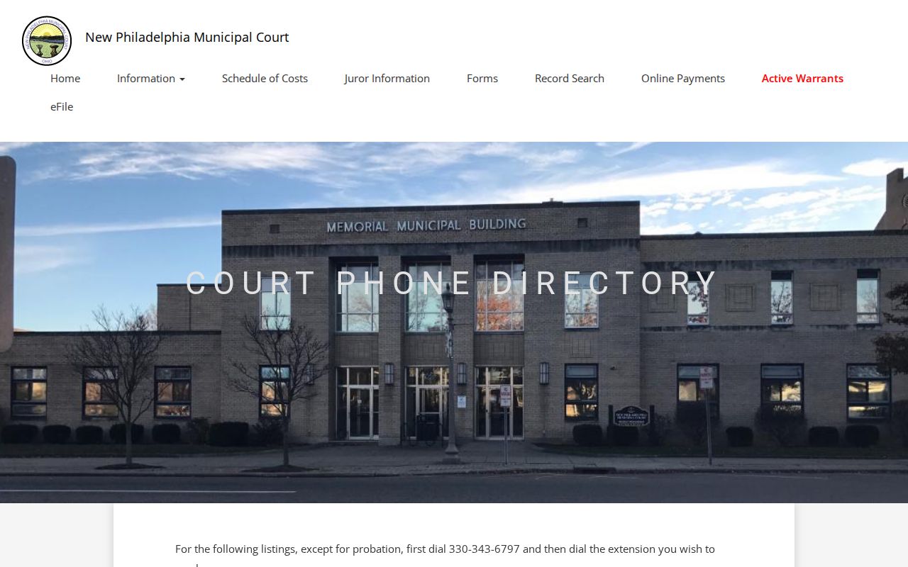 Tuscarawas County traffic court records municipal phone directory